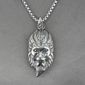 Ciondolo vintage Sun Wukong Re Scimmia in acciaio inossidabile da uomo con incisione Buddha - Ciondolo + Catena Coordinata