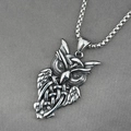 Collar con colgante de búho vintage en plata envejecida con cadena de caja para hombre - Colgante + Cadena a Juego