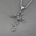 Collier avec pendentif croix rose gothique et chaîne vénitienne pour hommes et femmes - Pendentif + Chaîne Assortie