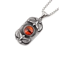 Collana retrò doppia aquila in acciaio al titanio con gemma arancione da uomo - Rosso (Con Catena)