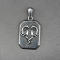Punk-Halskette aus Edelstahl mit Drachenherz-Anhänger in antikem Silber-Finish für Herren - Nur Anhänger (Ohne Kette)