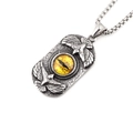 Retro double eagle titanium steel necklace with yellow evil eye pendant for men - Yellow (With Chain)