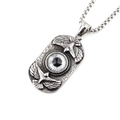 Retro stainless steel double eagle pendant necklace with realistic eye and box chain - Gray-Black (With Chain)