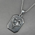 Retro Doppeldrachen-Anhänger-Halskette aus Titanstahl mit robuster Box-Kette - Anhänger Mit Kette