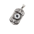 Retro stainless steel dog tag necklace with double eagle and evil eye pendant detail - Gray-Black Pendant Only (Without Chain)