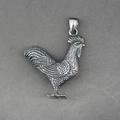 Vintage stainless steel rooster pendant necklace with detailed embossed textures - Pendant Only (No Chain)