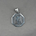 Collana con pendente Bagua ottagonale retrò per uomo in acciaio al titanio e carattere - Solo ciondolo (Senza catena)
