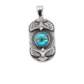 Pendente vintage doppia aquila in acciaio con intarsio occhio di drago blu argento - Solo Ciondolo Blu (Senza Catena)
