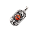 Collana vintage in acciaio con rilievo a doppia aquila e pietra occhio di tigre rossa - Solo Ciondolo Rosso (Senza Catena)