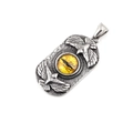 Retro vintage punk style titanium steel double eagle necklace with yellow evil eye pendant - Yellow Pendant Only (Without Chain)