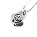Collier en acier titane de style punk rétro avec pendentif roue œil du diable bleu - Œil Vertical Noir/Gris (Avec Chaîne)