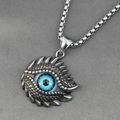 Vintage Drachenauge Halskette mit blauem Anhänger und Edelstahl-Boxkette für Herren - Anhänger Mit Kette Wie Abgebildet