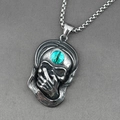 Collana con teschio gotico e occhio del male turchese su catena d'argento vintage - Ciondolo + Catena Coordinata