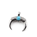 Pendentif vintage en forme de corne avec pierre turquoise et motifs en relief - Pendentif Turquoise Uniquement (Sans Chaîne)