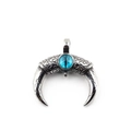 Pendentif corne en acier rétro avec pierre œil maléfique bleue et filigrane argenté - Pendentif Oeil Bleu Seul (Sans Chaîne)