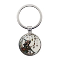 Klassieke maanheks sleutelhanger met tijdsteen hanger en zilveren metalen ring decor - Zilver