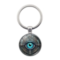 Schlüsselanhänger mit mystischem blauem Auge, rundem Anhänger und silbernem Schlüsselring - Silber (XSWX8208-4)