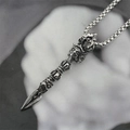 Retro roestvrijstalen Tibetaanse Vajra stamper ketting voor heren op grijze steen - Hanger en Ketting