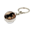 Detailed view of horse silhouette pendant keychain with vintage brown glass dome finish - Black Horse Silhouette Vintage (XSWX8236-8)