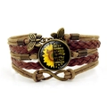 Bohemian multi-layer leather bracelet with sunflower and butterfly infinity charm - Vintage Pastoral Sunflower Style (XSWX8237-8)