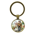 Vintage Bronze-Schlüsselanhänger mit Seniorenpaar-Illustration für romantische Geschenke - Antikbronze