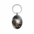 Halloween pumpkin castle oval keychain with silver metal ring for bags and keys - Halloween Pumpkin Castle Style(XSWX8296)