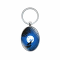 Sleutelhanger met huilende wolf volle maan hanger en blauwe sterrenhemel afbeelding - Wolf Maan Patroon (XSWX8311)