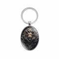 Llavero ovalado con patrón de león y anillo de metal plateado para bolsos y coches - Patrón de León (XSWX8317)