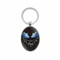 Portachiavi ovale con ali d'angelo blu e dedica commemorativa per il papà defunto - Stile Messaggio Commemorativo Ali di Angelo (XSWX8326)