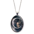 Collana dea della luna d'argento con ciondolo a forma di elfo alato su luna crescente - Stile Fata della Luna Cielo Stellato (XSWX8376)