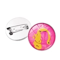 Pair of Wicked themed Glinda and Elphaba round badges with pink princess design and metal pin - Silver (Rapunzel Silhouette)