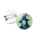 Wicked Glinda and Elphaba witch silhouette pin badge with secure metal back fastener - Silver (Witch Silhouette)
