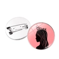 Wicked Glinda pink enamel pin with crown silhouette and silver-tone metal backing - Silver (Princess Silhouette)