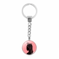 Metall Schlüsselanhänger mit Glinda Elphaba Anhänger und Kronen Silhouette Geschenk - Rosa Königin Silhouette (XSWX8404-2)