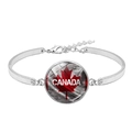 Detail view of the Canada flag glass cabochon with adjustable silver chain and lobster clasp - CANADA Text National Flag Style (XSWX8424-11)