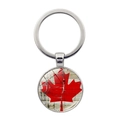 Llavero de plata con bandera de Canadá y diseño vintage de hoja de maple - Arce Retro de Grano de Madera Blanco (XSWX8415-4)