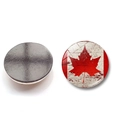 Vista detallada del imán de nevera 25mm bandera Canadá con diseño de hoja de arce y parte trasera - 25mm / Patrón Bandera Canadá 2 (XSWX8422-2)