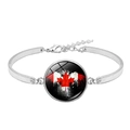 Silver Canadian flag glass dome bracelet with adjustable lobster clasp on white background - Artistic Ink Splatter Maple Leaf Style (XSWX8424-5)