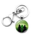 Wicked character silhouette charm keychain with silver alloy lobster clasp and ring - Castle Figure Silhouette (XSWX8411-5)