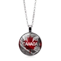 Detail of a glass dome Canada flag pendant necklace with maple leaf and brick pattern - Brick Wall Texture Lettering Style (XSWX8429-11)