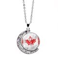 Detail of moon-shaped pendant featuring the Canada flag with intricate hollow-carved patterns - Worn Texture Retro Canada Flag (XSWX8427-8)