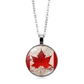 Vintage Canada flag maple leaf pendant necklace with silver chain for women - Mottled Vintage Flag Style (XSWX8429-2)