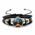 Bracelet multicouche en cuir tressé rétro avec perles et motif œil de la providence - Style 4