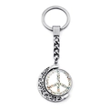 Detail of a rotating peace sign pendant with colorful butterflies and silver moon - Colored Butterfly Peace Sign (XSWX5768-7)