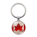 Llavero vintage con bandera de Canadá con anillo de metal plateado redondo y hoja de Arce - Bandera Retro Desgastada (XSWX8415-2)