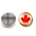 Imán de nevera bandera Canadá 25mm de cristal con diseño de hoja de maple vintage y base magnética - 25mm / Patrón Bandera Canadá 3 (XSWX8422-3)
