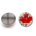 Set de dos imanes de nevera de cristal bandera de Canadá con hoja de maple y madera - 25mm / Patrón Bandera Canadá 4 (XSWX8422-4)