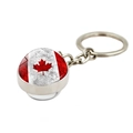 Portachiavi bandiera Canada con cupola in vetro bifacciale e anello in metallo argento - Stile Texturizzato Vintage (XSWX8418-1)