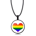 Rainbow heart pendant necklace with black cord strap for women, vibrant jewelry gift - Rainbow Heart Pattern (Style-17)