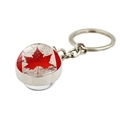Portachiavi in argento con pendente a foglia d'acero del Canada e cabochon in vetro retrò - Stile Foglia di Acero Rossa Distressed (XSWX8418-2)